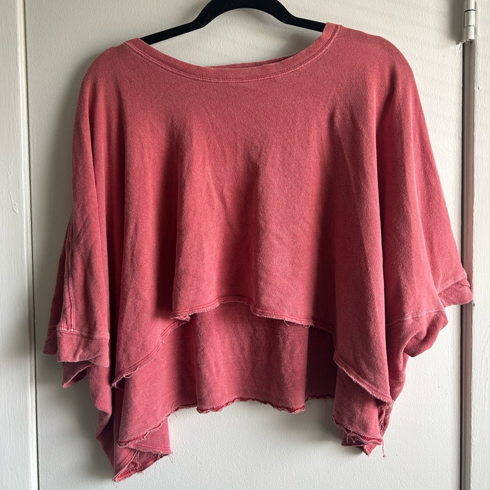 Free People Cropped Distressed Oversized Top